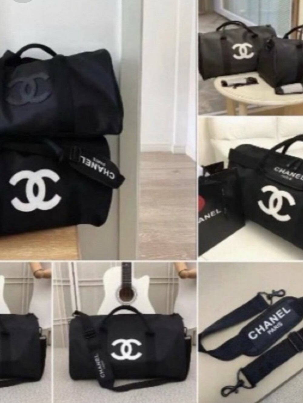 CHANEL GWP Black Duffel Bag with White CC Logo - Picture 2 of 11